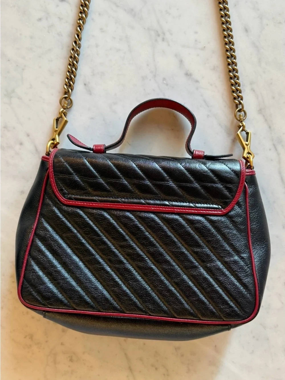 Used Gucci GG Marmont Red and Black Bag